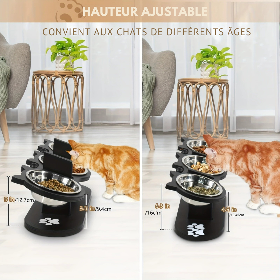 Bol pour Chat élevé — Inclinaison de 15° pour un confort optimal