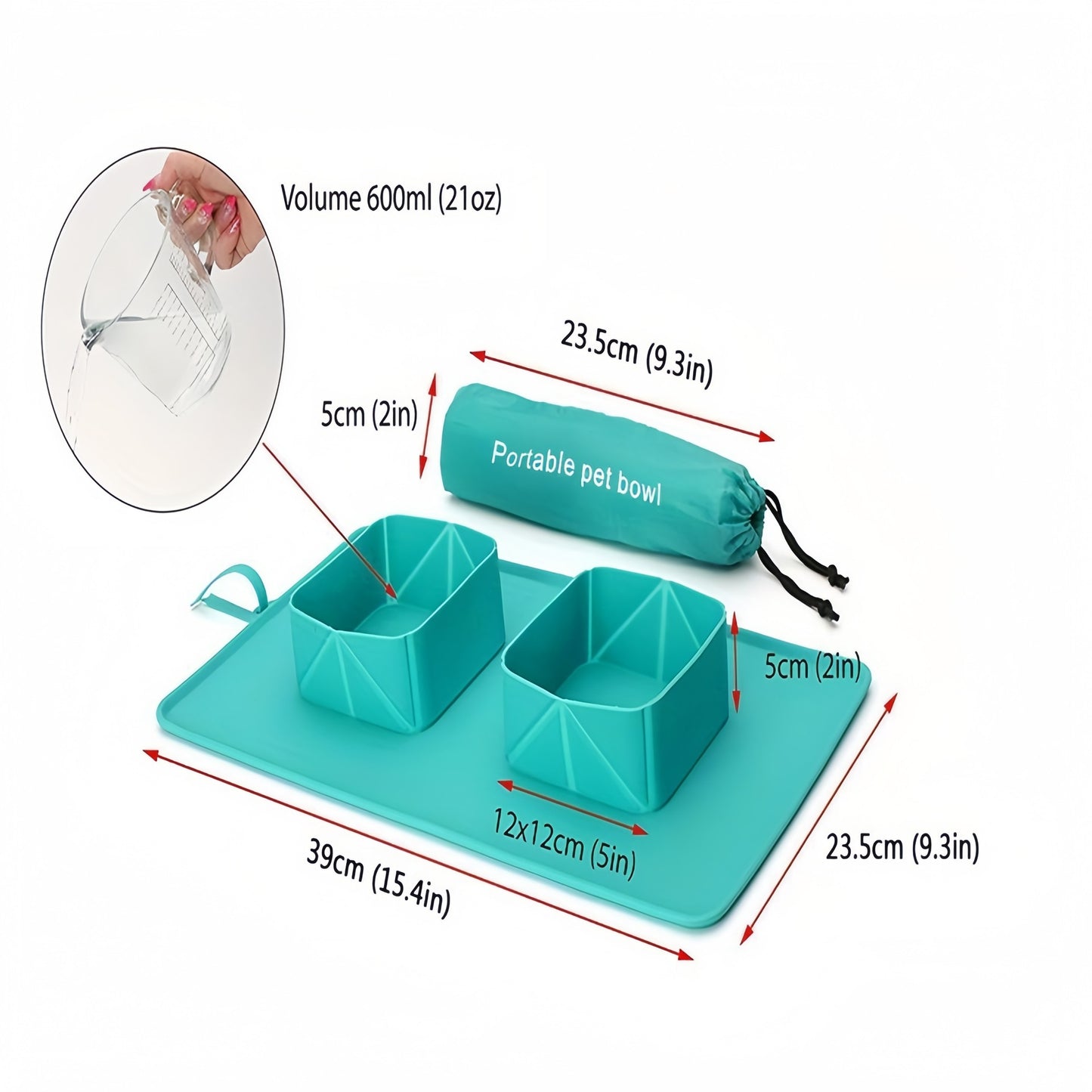 Gamelle double pliable pour animaux — portable et pratique