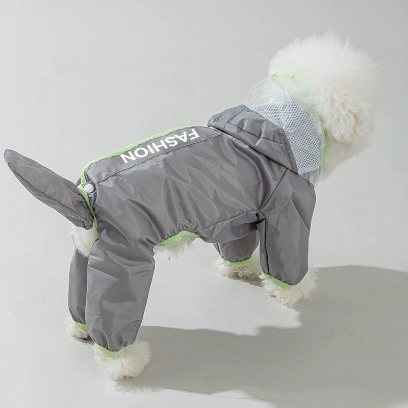 Imperméable pour chien en laisse — Avec bords givrés et couleur contrastée