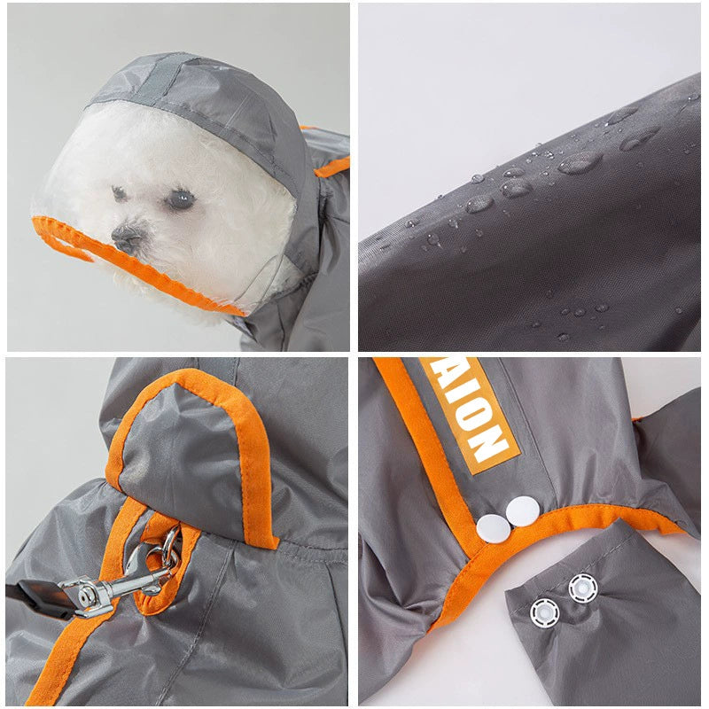 Imperméable pour chien en laisse — Avec bords givrés et couleur contrastée