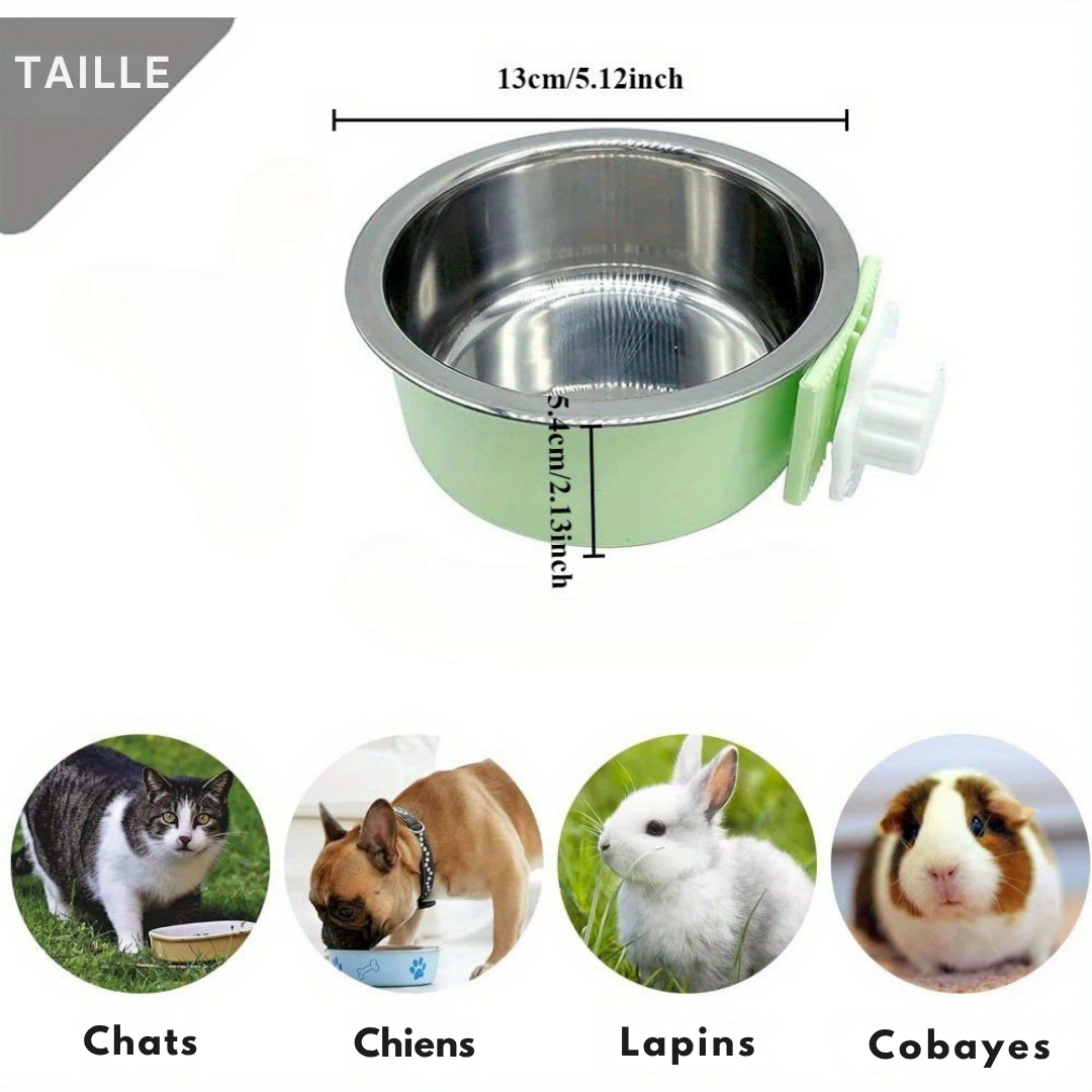 Gamelle pour chien, lot de 2 - amovible, en acier inoxydable