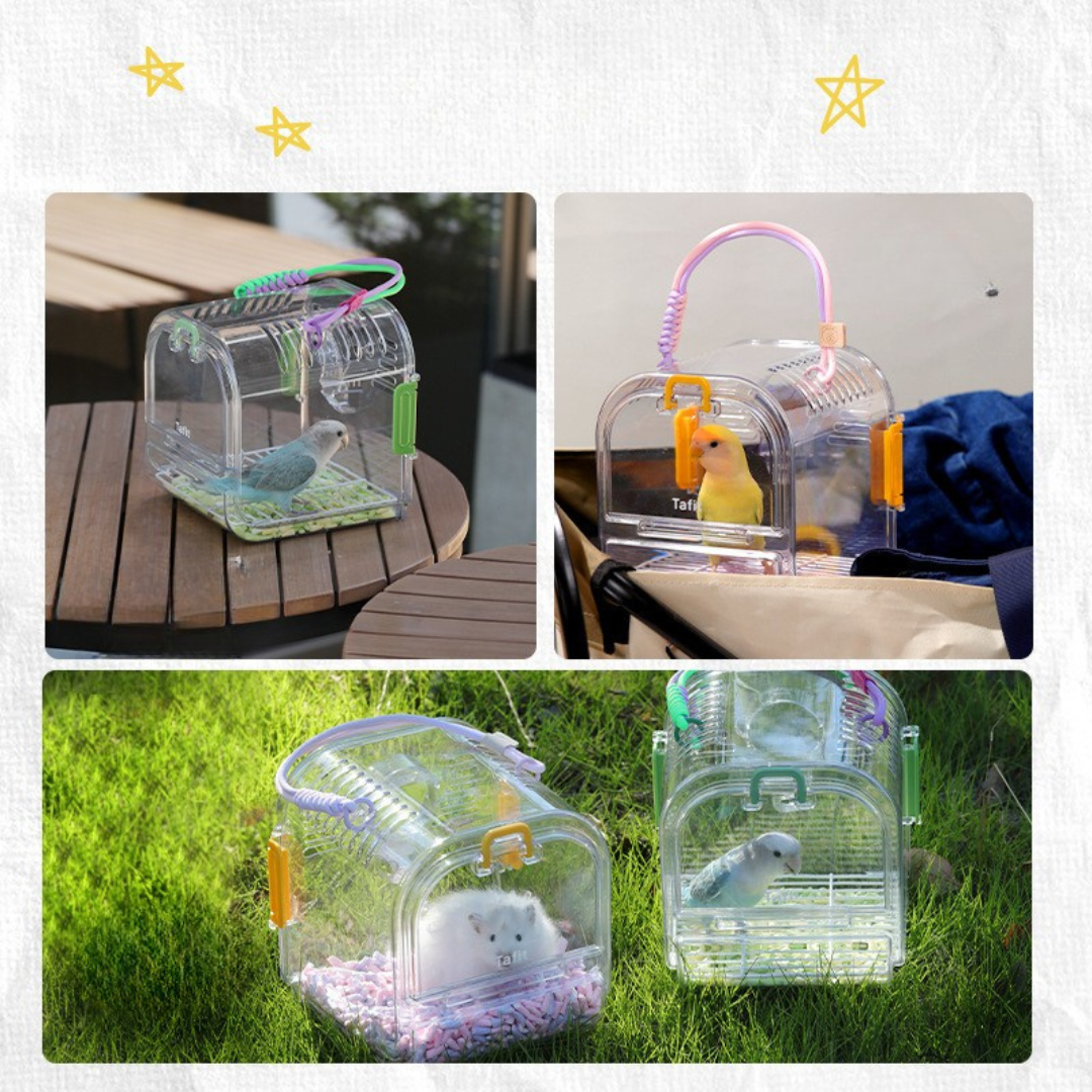 Cage de transport pour perroquet — jaune, design sécurisé