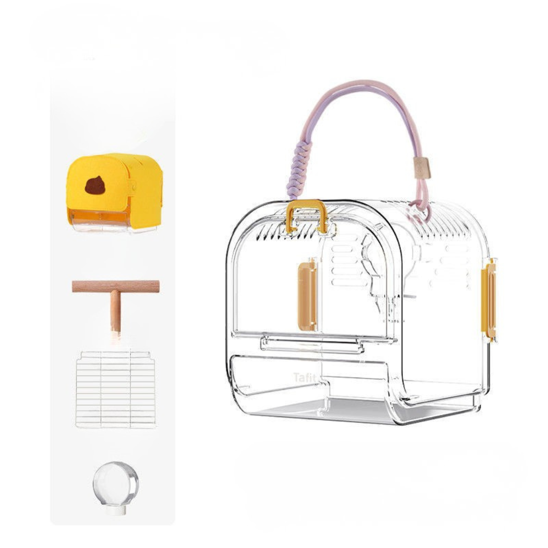 Cage de transport pour perroquet — jaune, design sécurisé