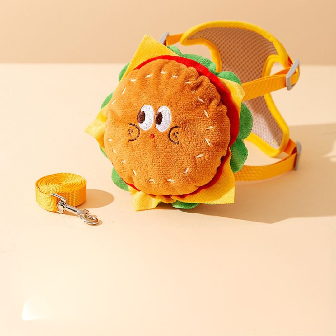 Sac à dos à laisse pour animaux — design burger et frites