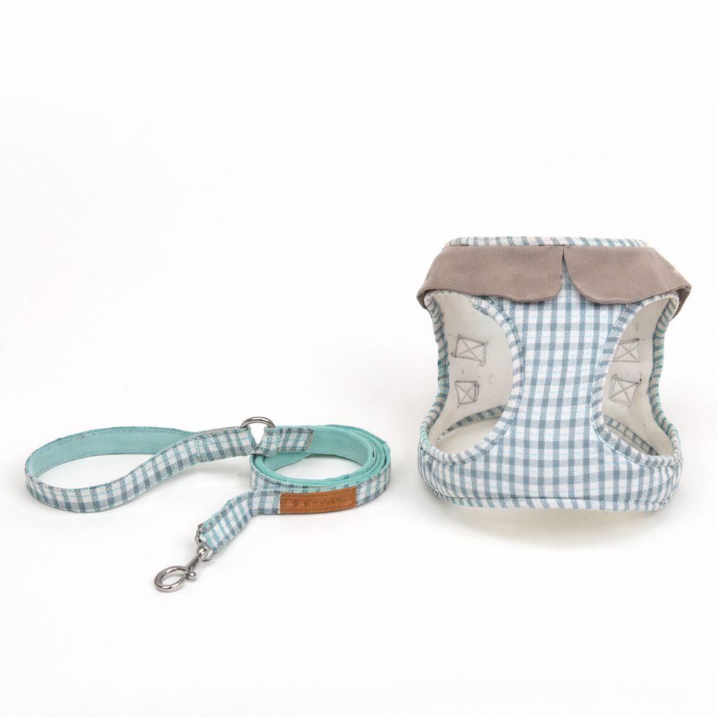 Laisse à carreaux pour petit chien — style gilet, harnais confortable
