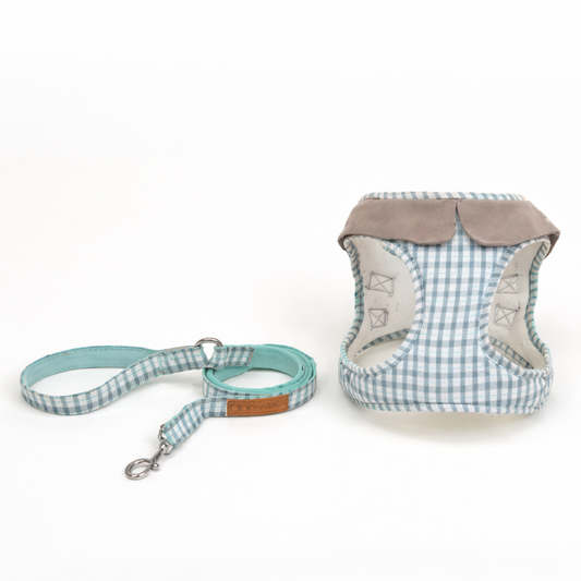 Laisse à carreaux pour petit chien — style gilet, harnais confortable