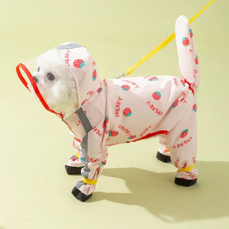 Imperméable pour chien en laisse — Avec bords givrés et couleur contrastée