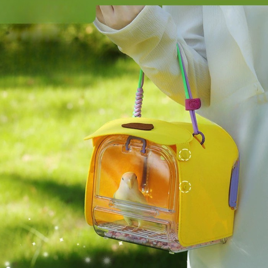 Cage de transport pour perroquet — jaune, design sécurisé